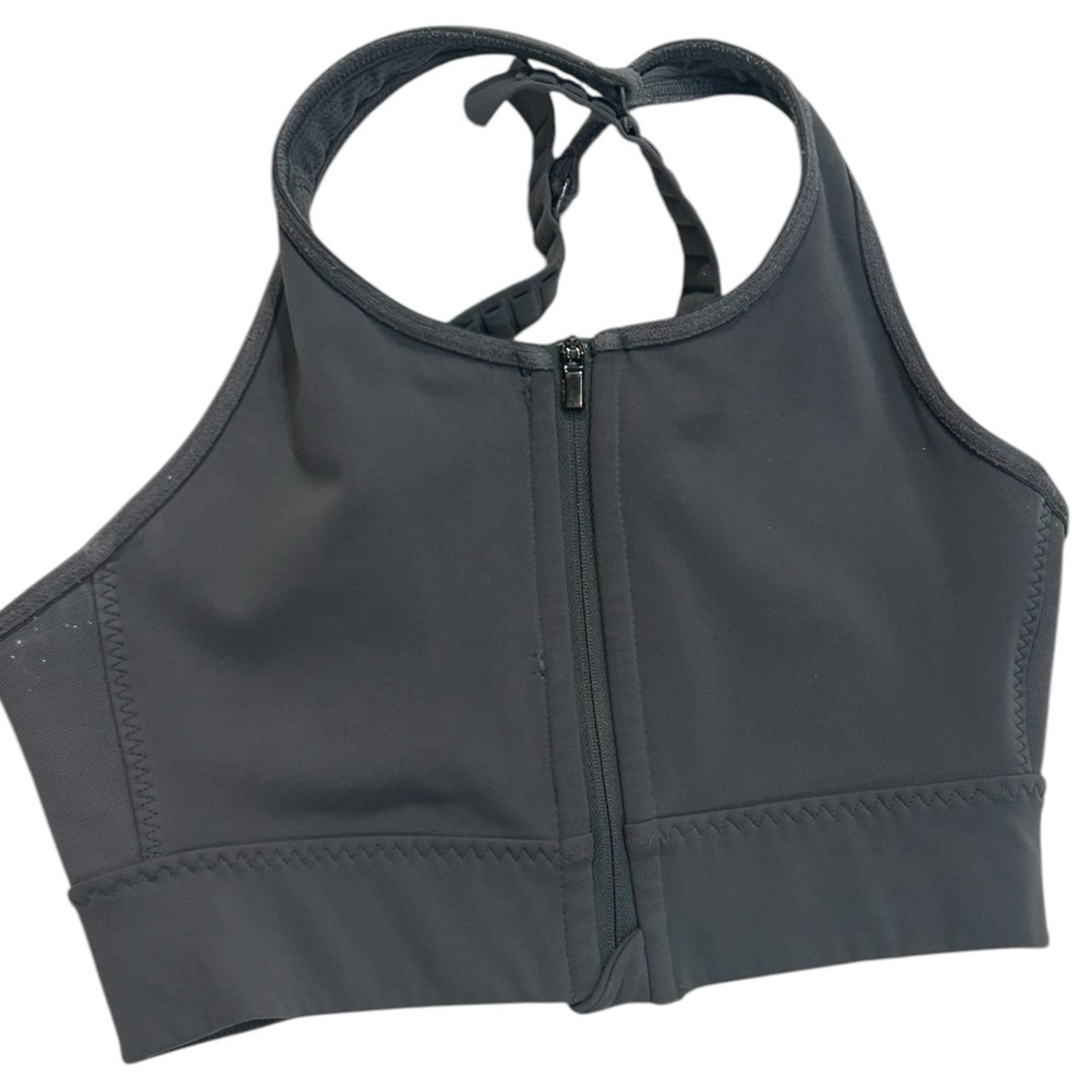 Black Zip Front Sports Bra